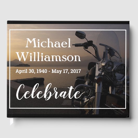 Motorrad in der Nähe der Wasserfeier des Lebens Gästebuch (Vorderseite)