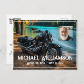 Motorrad in der Nähe der Wasserfeier des Lebens Postkarte (Vorne/Hinten)