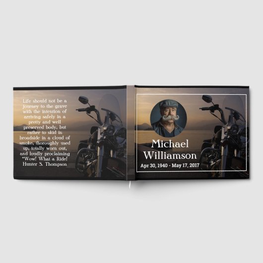 Motorrad in der Nähe von Wasser Foto Feier des Leb Gästebuch (Voll)