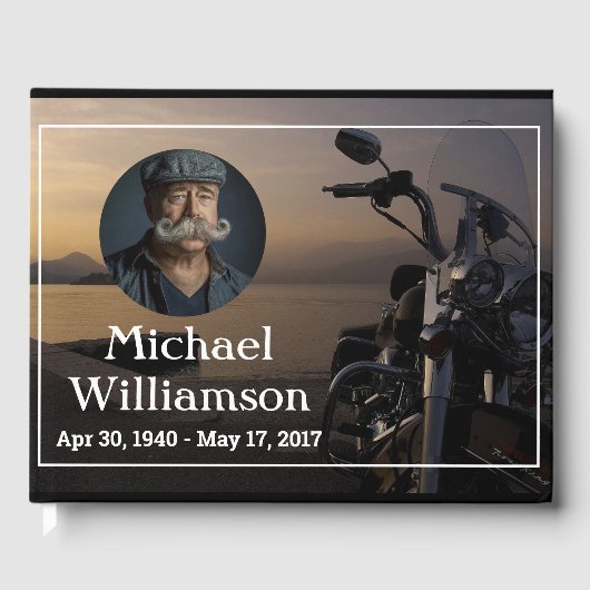 Motorrad in der Nähe von Wasser Foto Feier des Leb Gästebuch (Vorderseite)