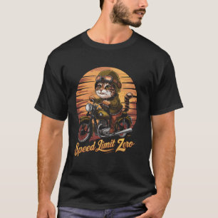 Motorrad Katze Geschwindigkeitsbegrenzung Null Lus T-Shirt