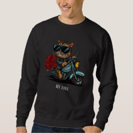 Motorrad-Katzenfahrten rote Rosen Blume meine Lieb Sweatshirt