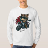 Motorrad-Katzenfahrten rote Rosen Blume meine Lieb T-Shirt (Vorderseite)