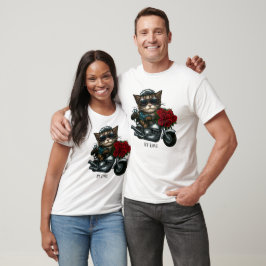 Motorrad-Katzenfahrten rote Rosen Blume meine Lieb T-Shirt