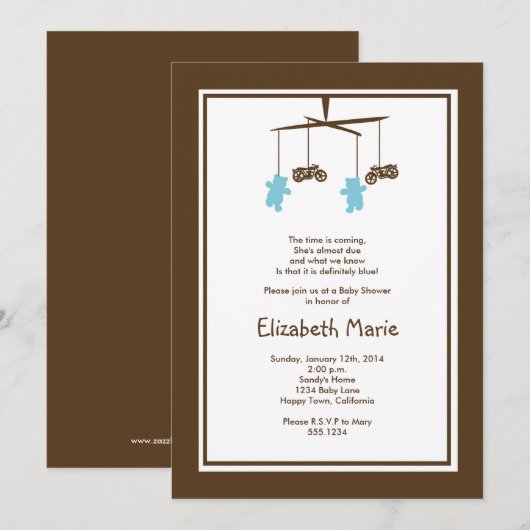 Motorrad-Kinderdusche Einladung (Vorne/Hinten)