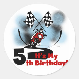 Motorrad-laufender 5. Geburtstag Runder Aufkleber
