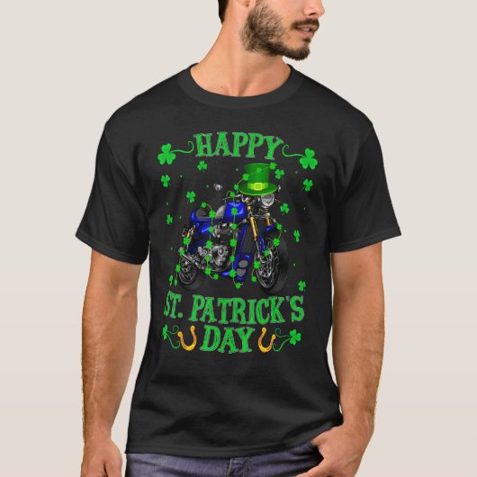 Motorrad Leprechaun Hat Motorrad St Patrick' T-Shirt (Vorderseite)