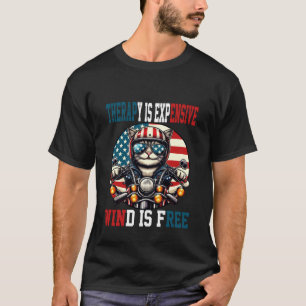 Motorrad lustige Katze, des 4. Juli am Vatertag T-Shirt