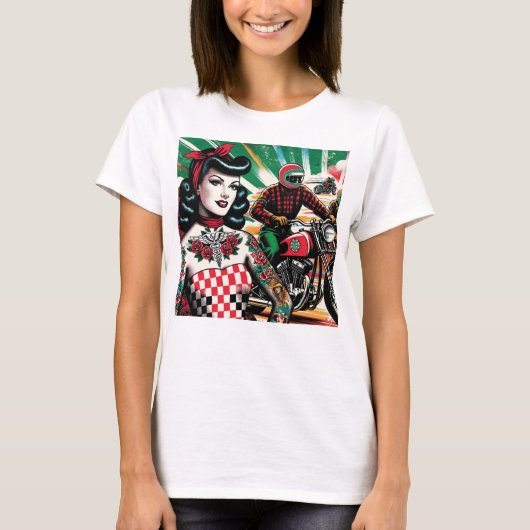 Motorrad Mädchen T-Shirt (Vorderseite)