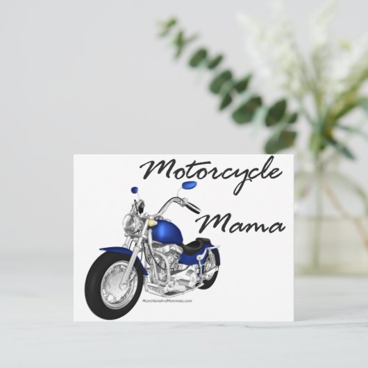 Motorrad Mama Postkarte (Stehend Vorderseite)