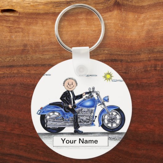 Motorrad - Männlicher Cartoon Schlüsselanhänger (Vorderseite)