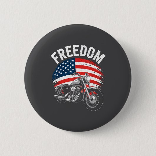 Motorrad mit amerikanischer Flagge Button (Vorderseite)