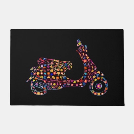 Motorrad mit Blume Fußmatte (Vorderseite)