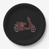 Motorrad mit Blume Pappteller (Vorderseite)