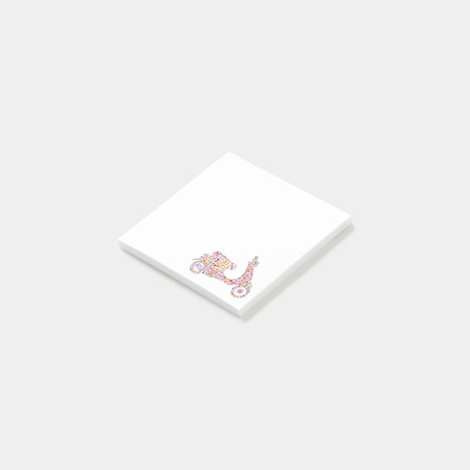 Motorrad mit Blume Post-it Klebezettel (angewinkelt)