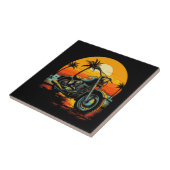 Motorrad mit Palmen, geparkt Fliese (Seite)