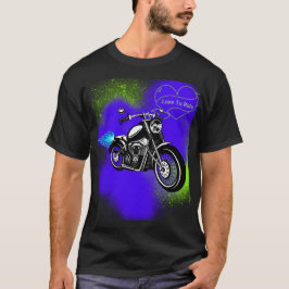 Motorrad mit T - Shirt für blaue und grüne Farbtaf