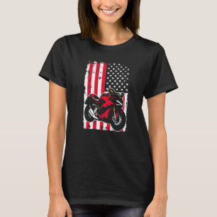 Motorrad mit US-amerikanischer Flagge Vierte 4. Ju T-Shirt