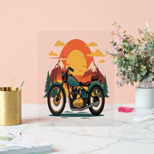 Motorrad mit US-Flagge, 4. Juli Acrylschild (Hochzeit)