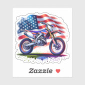 Motorrad mit US-Flagge, 4. Juli Aufkleber (Blatt)