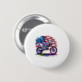 Motorrad mit US-Flagge, 4. Juli Button (Vorne & Hinten)