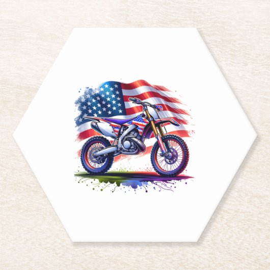 Motorrad mit US-Flagge, 4. Juli Untersetzer (Vorderseite)