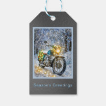 Motorrad mit Weihnachtslicht