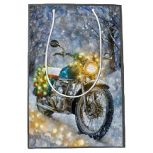 Motorrad mit Weihnachtslicht