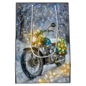 Motorrad mit Weihnachtslicht Mittlere Geschenktüte (Rückseite)