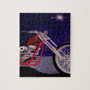 Motorrad-Mondschein-Kunst Puzzle
