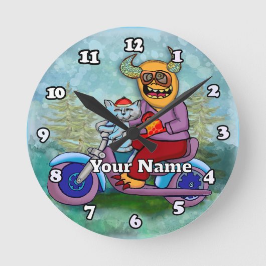 Motorrad-Monster Runde Wanduhr (Vorderseite)