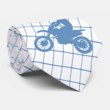 Motorrad-Motocross-Racing auf blauem Karo Necktie