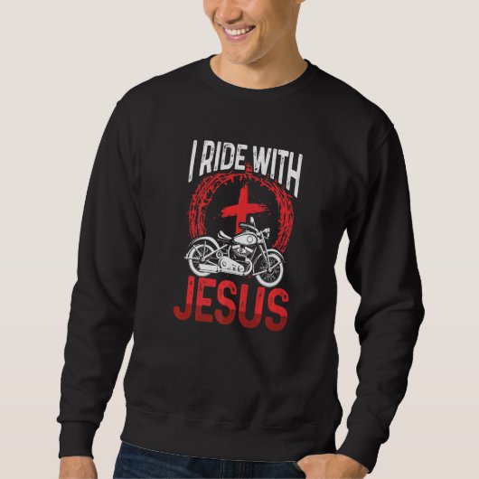 Motorrad-Motorrad-Fahrer I reise mit Jesus Sweatshirt (Vorderseite)