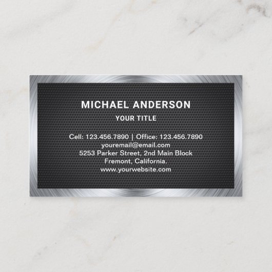 Motorrad-Motorrad-Mechanik aus schwarzem Mesh Visitenkarte (Rückseite)