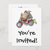 Motorrad-Motorrad-Motorradfahrer Cartoon Einladung (Vorne/Hinten)