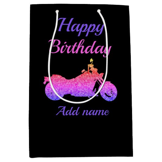 Motorrad/Motorrad personalisierte Geschenktasche Mittlere Geschenktüte (Vorderseite)