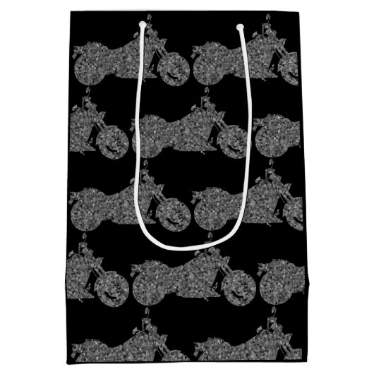 Motorrad-/Motorrad-personalisierte Geschenktasche Mittlere Geschenktüte (Rückseite)