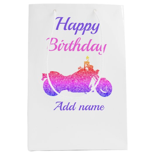 Motorrad/Motorrad personalisierte Geschenktasche Mittlere Geschenktüte (Vorderseite)