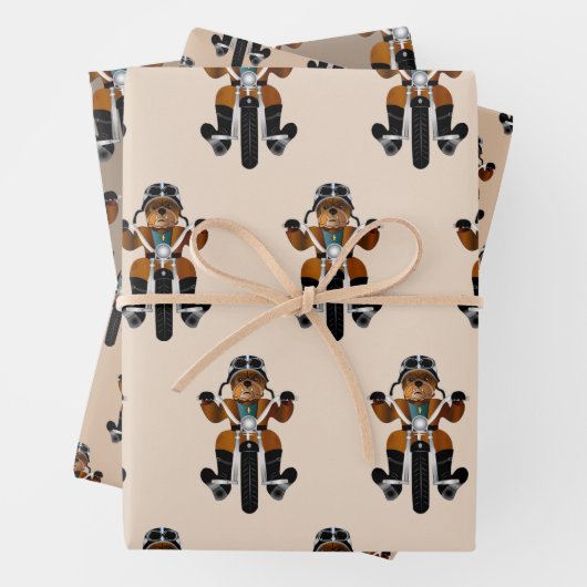 Motorrad-Motorrad-Spaß für Bulldog Geschenkpapier Set (Beispiel)