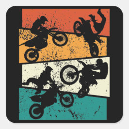 Motorrad-Motorrad "Vintag Off Road Enduro" Quadratischer Aufkleber