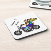 Motorrad-Paar-Untersetzer fertigen mit Namen Untersetzer (Linke Seite)