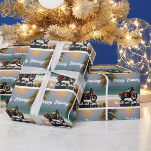 Motorrad Parkplatz in der Nähe des Ozeans Geschenkpapier