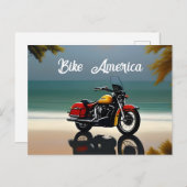 Motorrad Parkplatz in der Nähe des Ozeans Postkarte (Vorne/Hinten)