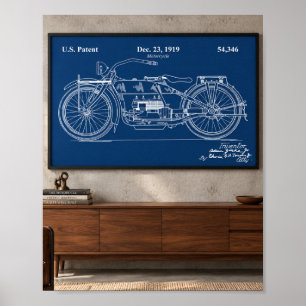 Motorrad-Patent 1919 Galerie-Wandkunstplakat Poster