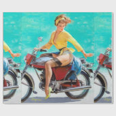 Motorrad Pin Up Geschenkpapier (Flach)