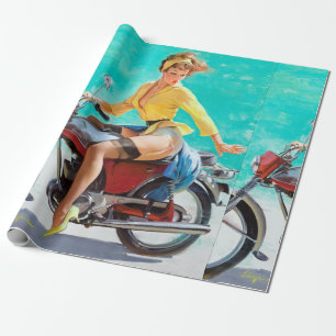 Motorrad Pin Up Geschenkpapier
