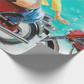 Motorrad Pin Up Geschenkpapier (Ecke)