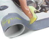 Motorrad Pin Up Geschenkpapier (Rolleneckpunkt)