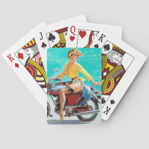 Motorrad Pin Up Spielkarten