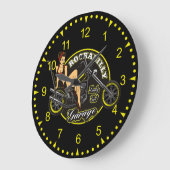 Motorrad Pinup Babe Garage Große Wanduhr (Winkel)